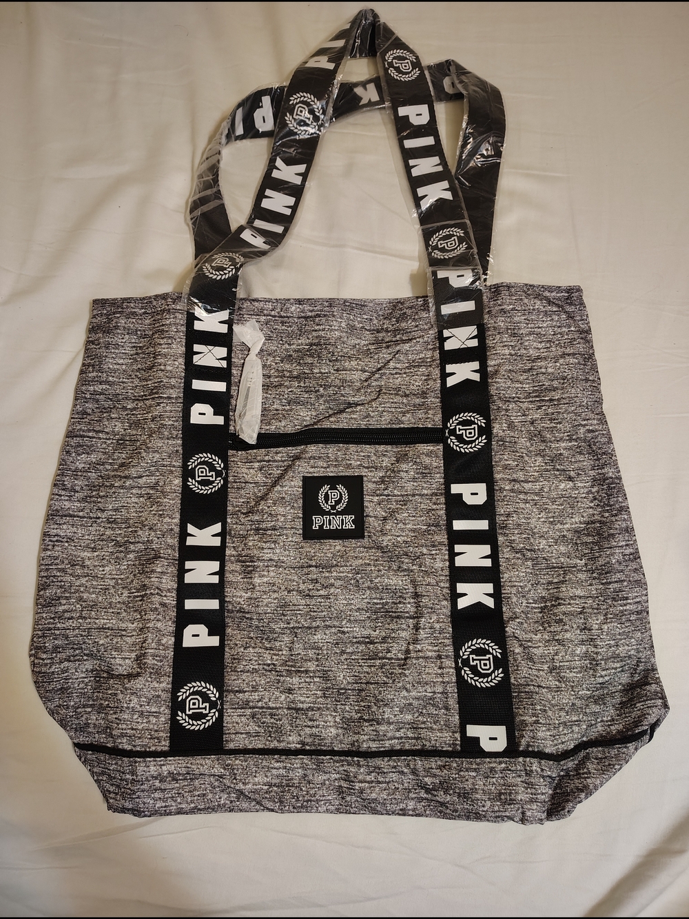 PINK Victoria's Secret Heathered Gray Logo Strap Tote